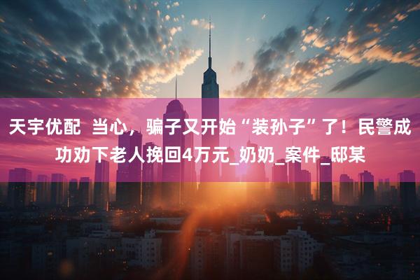 天宇优配  当心，骗子又开始“装孙子”了！民警成功劝下老人挽回4万元_奶奶_案件_邸某