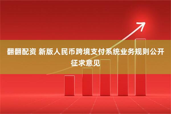 翻翻配资 新版人民币跨境支付系统业务规则公开征求意见